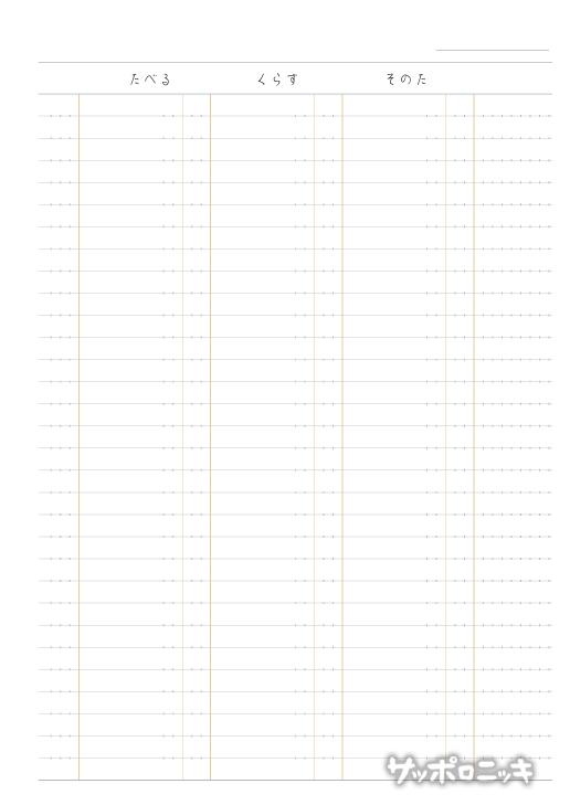 【家計簿】「たべる、くらす、そのた」のルーズリーフ用プリントデータ